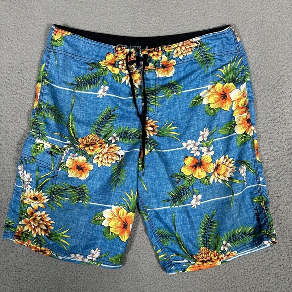 O'Neill Other - O'Neill Board Shorts Mens 34 Blue Floral Skulls‎ Swim Trunks 10" Inseam Surf